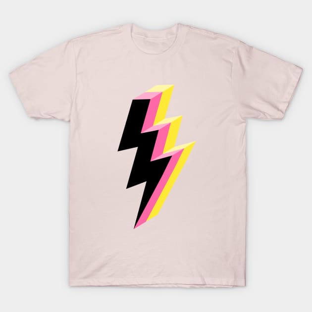 Electric Pink, Yellow and Black Lightning T-Shirt by OneThreeSix